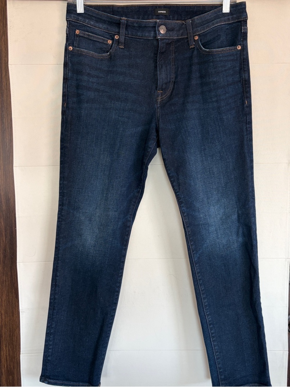Express Men's Dark Indigo Slim Straight Jeans